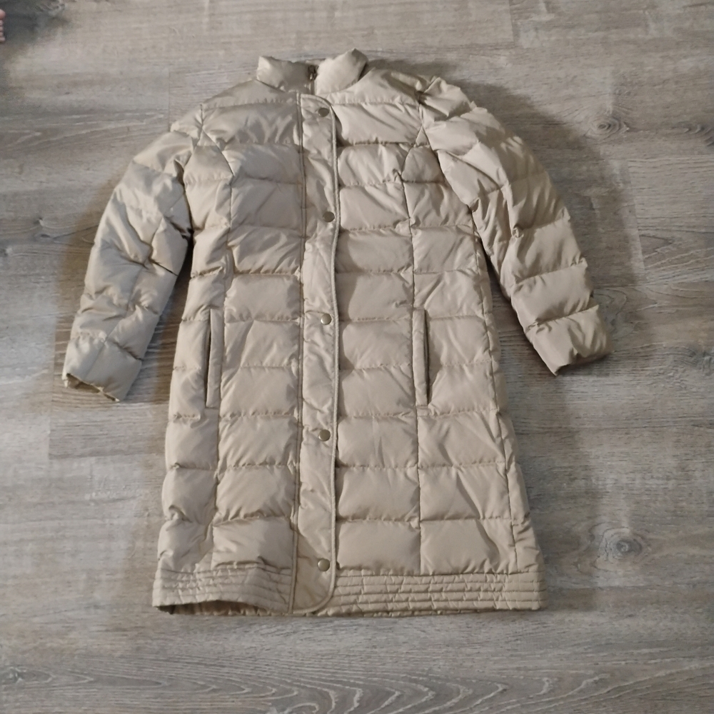 J. Jill Quilted Down Puffer Jacket - Tan/Beige - XS